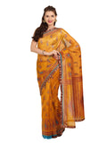 Boondh Yellow Printed Supernet Saree