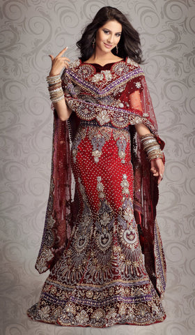 Maroon Net Lehenga Choli